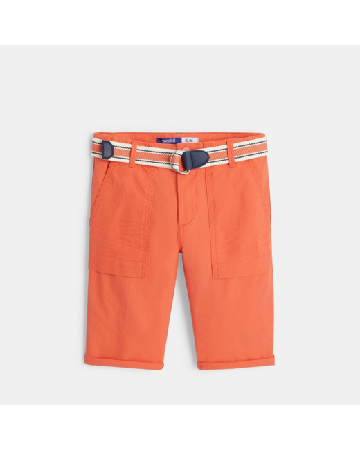 Bermuda slim ceinturé orange garçon