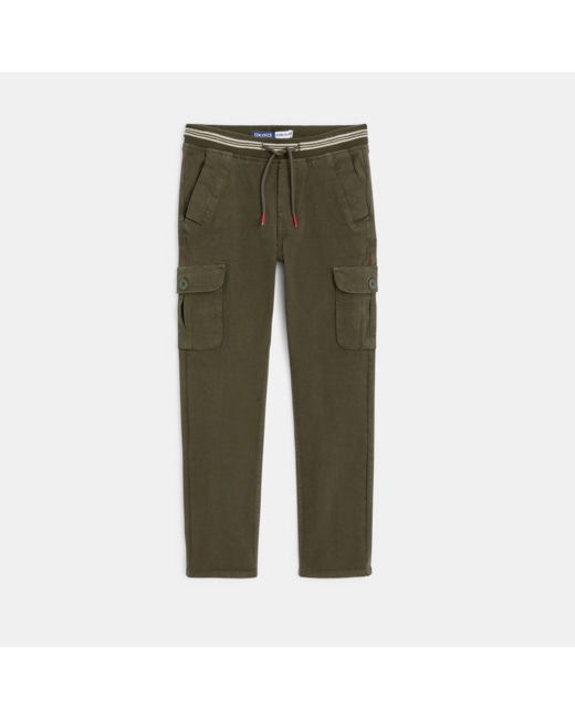Pantalon cargo en toile unie vert garçon