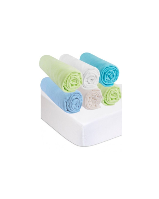 Lot de 6 draps-housses coton 50x100 + 2 protèges-matelas