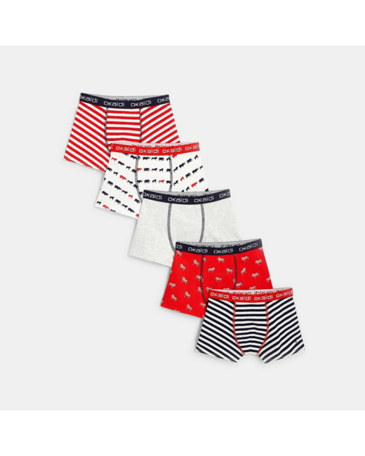 Boxers en jersey (lot de 5) rouge garçon