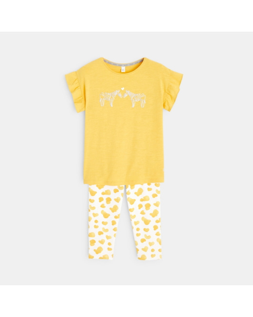 Pyjama legging jersey safari jaune fille