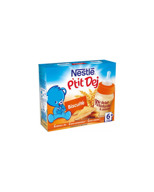 Nestlé P'tit Dej - Brique lait & céréales biscuité