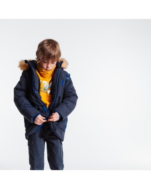 Parka chaude à capuche bleu garçon