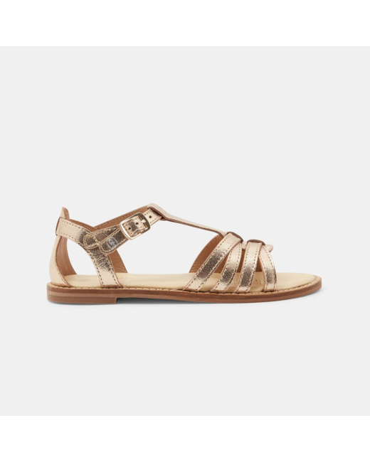 Sandale cuir à brides jaunes fille