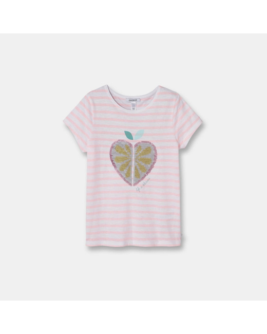 T-shirt à sequins magiques rose fille