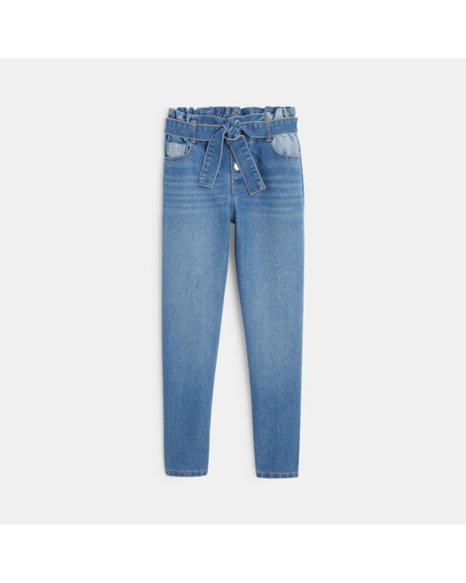 Jean mom à ceinture amovible bleu fille