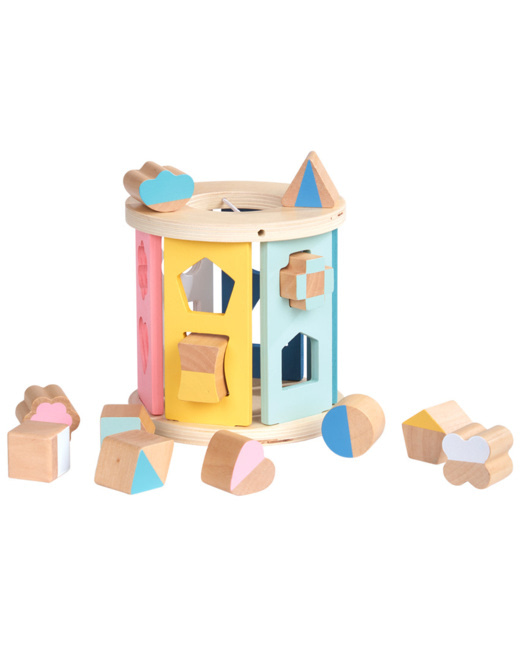 Boîte à formes cylindre en bois