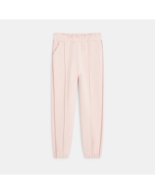 Jogging uni en jersey molletonné rose fille
