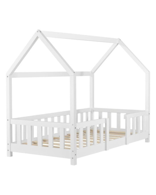 Lit cabane maison avec barrière