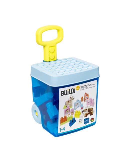 Baril à roulettes Maxi briques animaux Buildibul