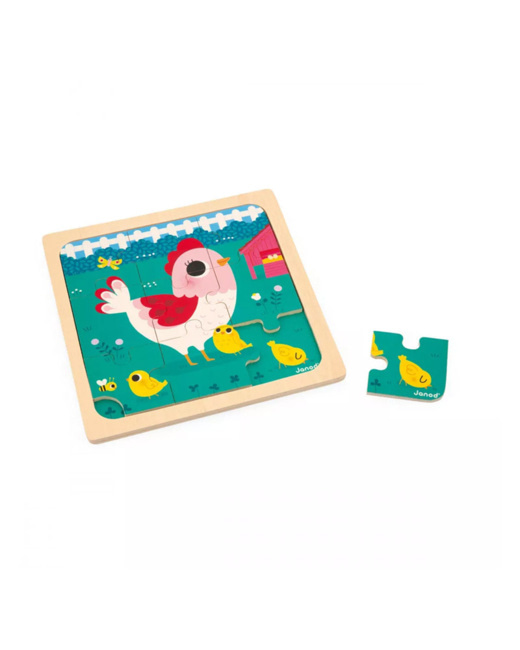 Puzzle Poulette Henriette - 9 pièces en bois