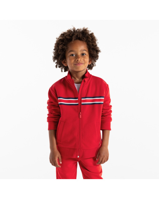 Sweat-shirt zippé col montant rouge garçon