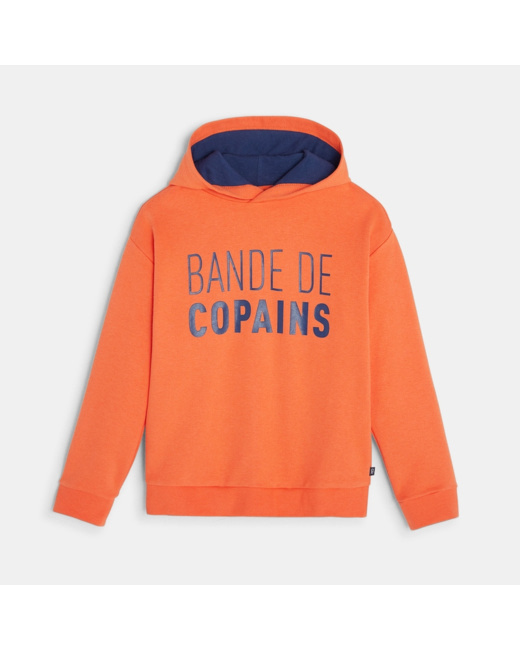 Sweat-shirt à message orange garçon