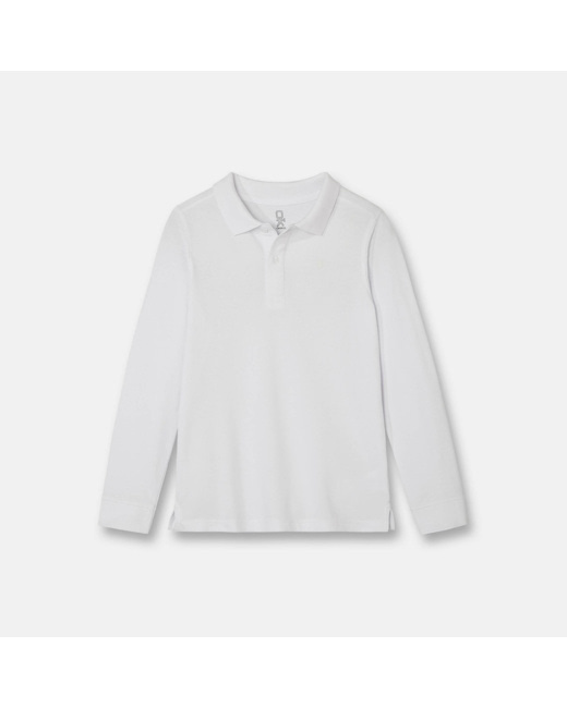 Polo basique manches longues blanc garçon