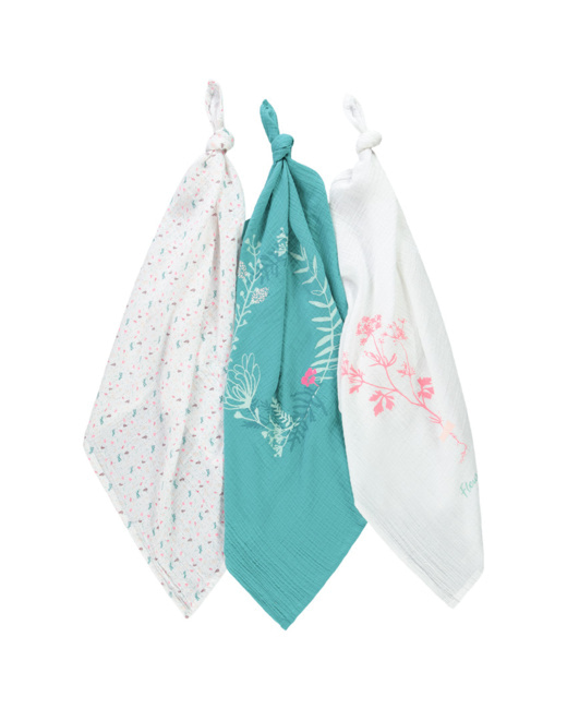 Lot de 3 langes en gaze de coton fille