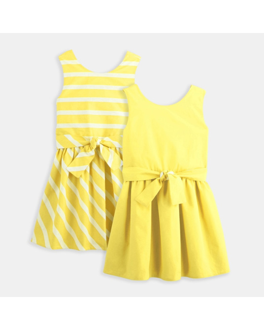 Robe réversible jaune fille