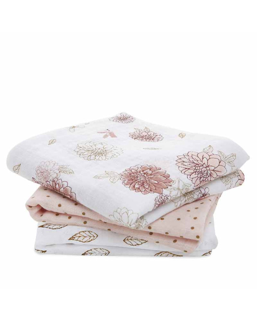 Lot de 3 musy-langes en mousseline de coton