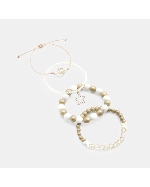 Bracelets perles fantaisie et étoiles métallisées rose fille