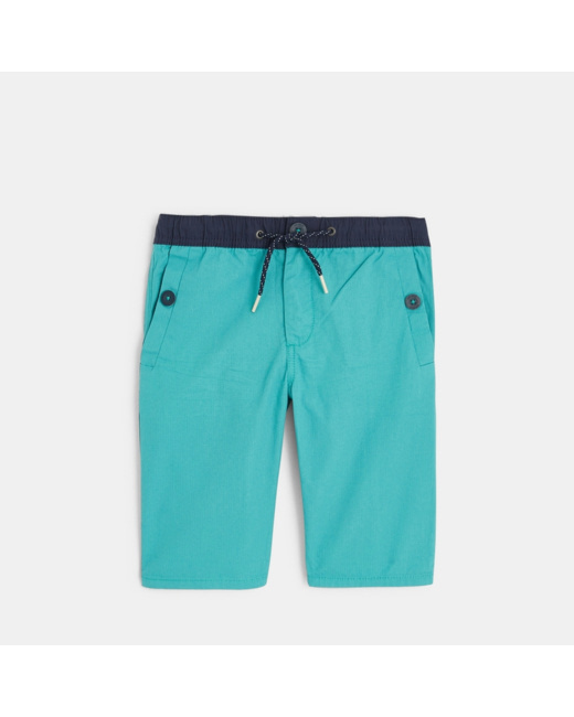 Bermuda slim bicolore bleu garçon