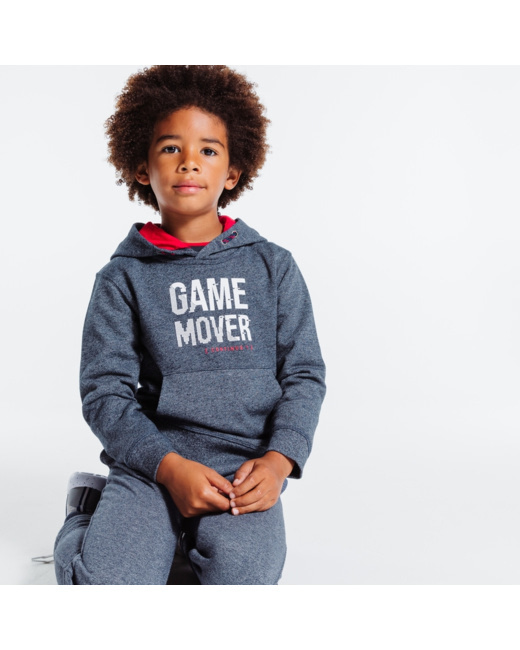 Sweat-shirt à capuche motif pixels bleu garçon