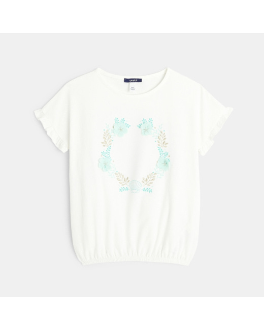 T-shirt bouffant à motifs fantaisie vert fille