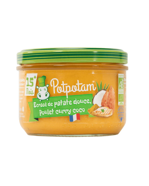 Écrasé de patate douce, poulet curry coco