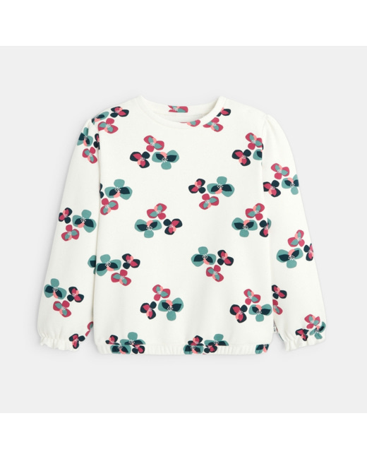 Sweat-shirt à fleurs blanc fille