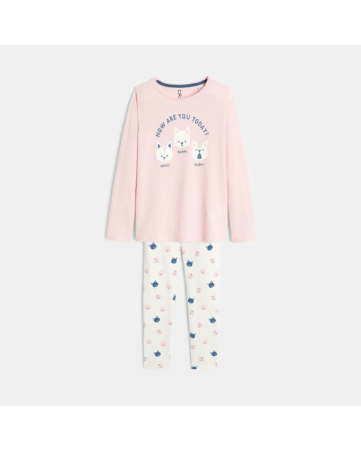 Pyjama 2 pièces en jersey rose fille