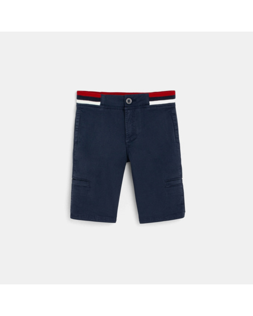Bermuda slim en toile bleu garçon