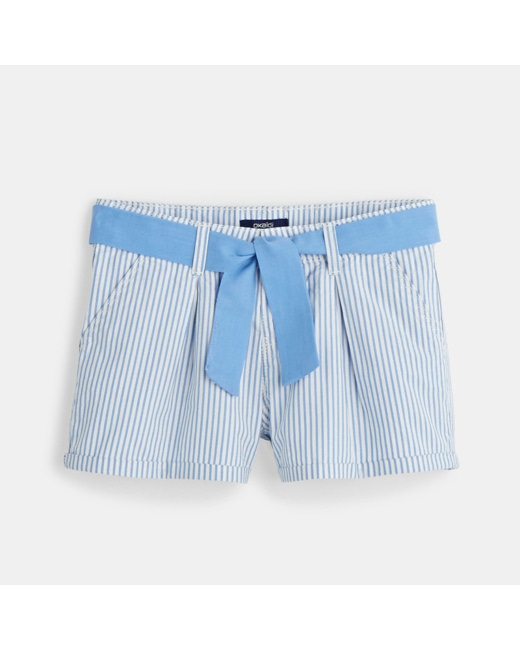 Short en toile bleu fille