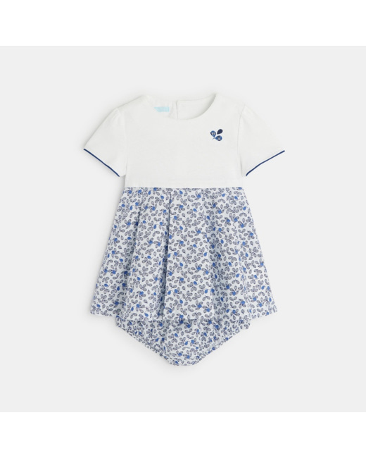 Robe bimatière imprimé floral bébé fille