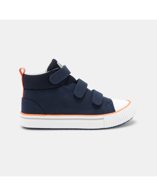 Baskets mid toile à scratch bleues garçon
