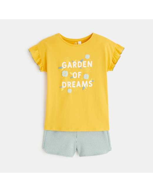 Pyjama d'été 2 pièces jaune fille