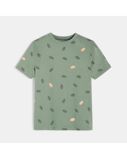 T-shirt over size imprimé feuillage vert garçon