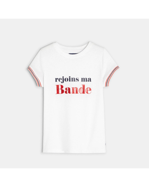 T-shirt à message blanc fille