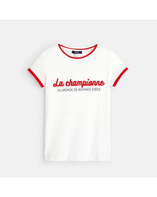 T-shirt à message Aventure blanc fille