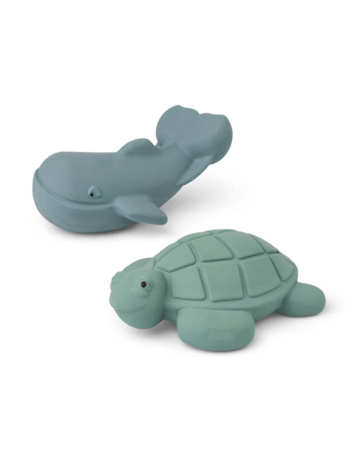 Lot de 2 jouets de bain Ned Peppermint / Whale blue mix