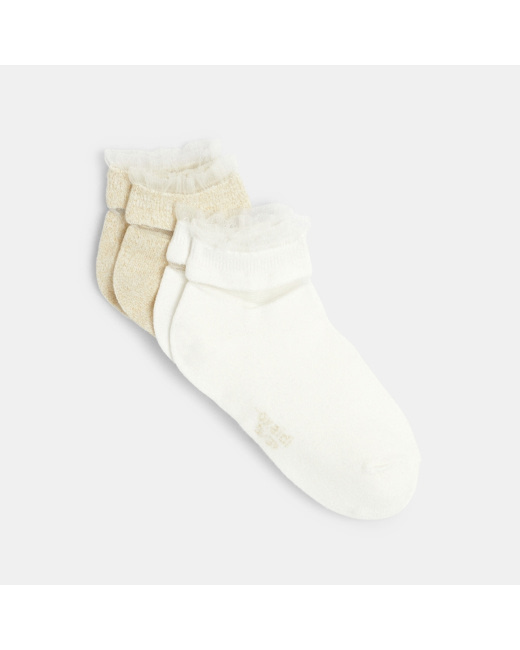 Chaussettes irisées à volant (lot de 2) blanches fille