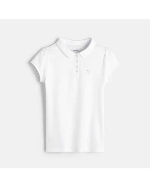 Polo uni blanc fille