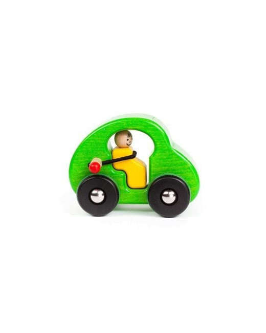 Jouet en bois - Voiture attache ta ceinture verte