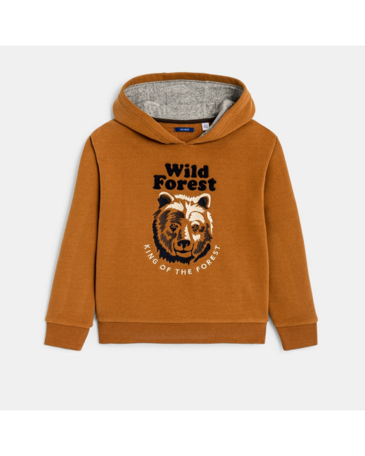 Sweat-shirt à capuche motif tigre orange garçon
