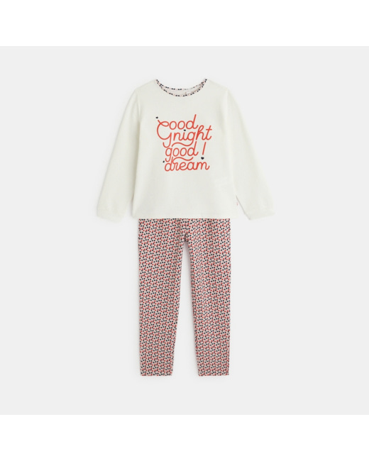 Pyjama 2 pièces à message "Good night, good dream" rouge fille