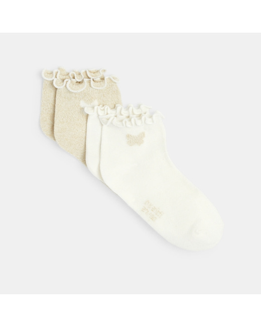 Chaussettes irisées volantées (lot de 2) blanches fille