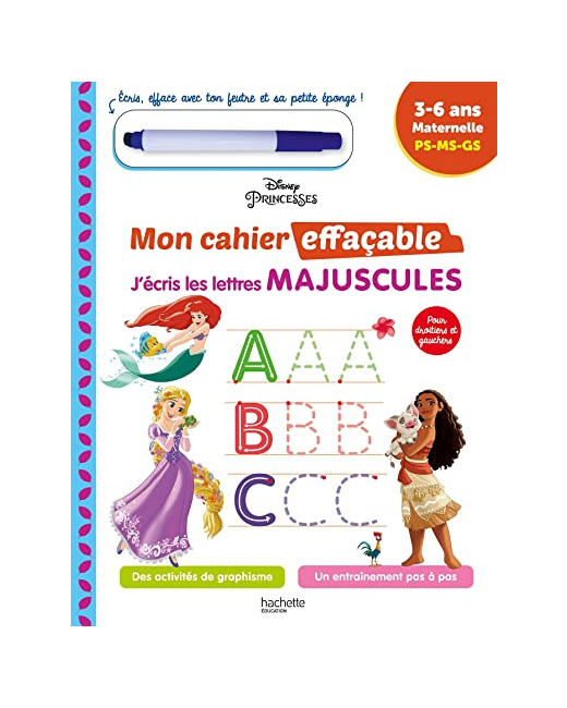 Disney - Princesses Mon cahier effaçable - J'écris les lettres majuscules  (3-6 ans)