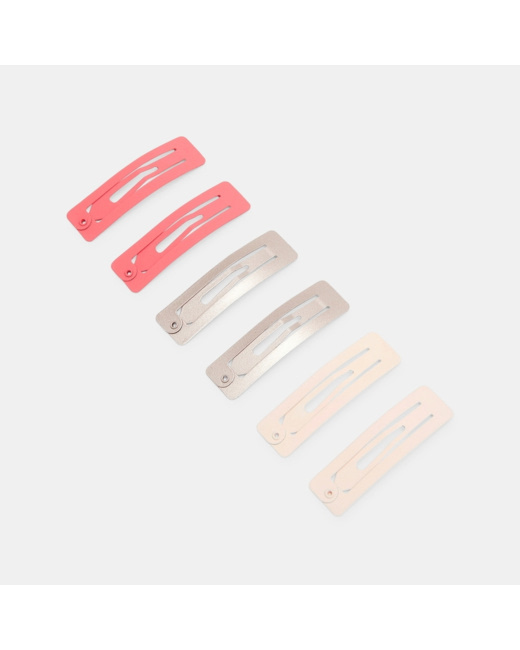 Barrettes clic-clac unies (par 6) rose fille