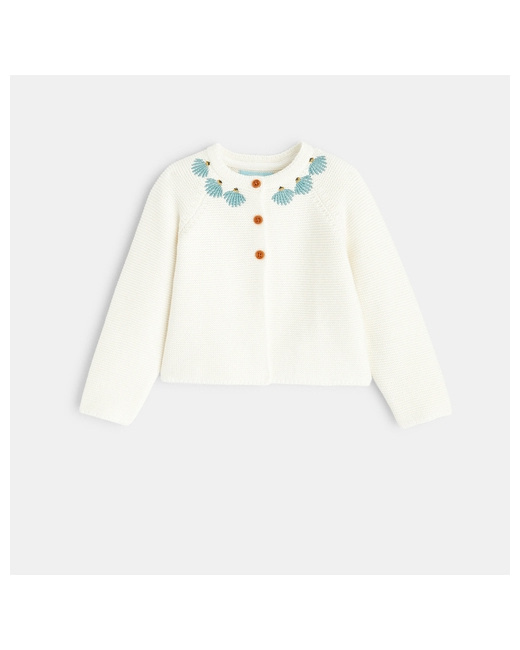 Gilet tricot brodé fleurs
