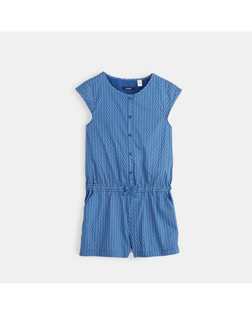 Combishort imprimé bleu fille