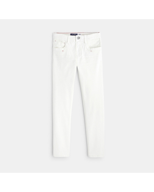 Pantalon slim en toile uni blanc garçon