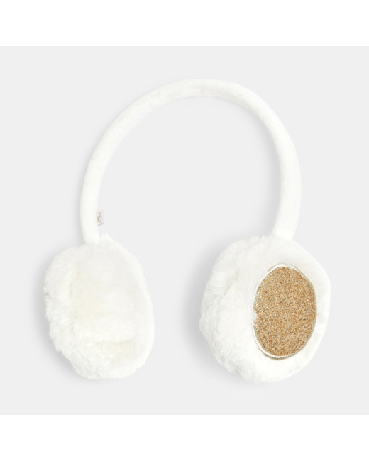 Cache-oreilles fourrure et paillettes blanc fille