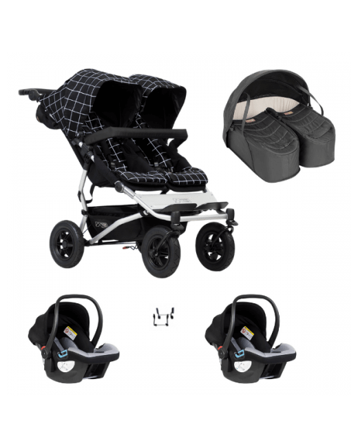 Poussette double Duet V3.2 + cocoon Jumeaux + 2 coques Auto Protect